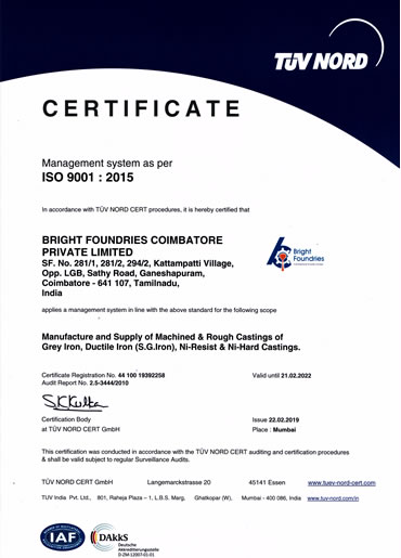 ISO 9001:2015 Certificate BFC